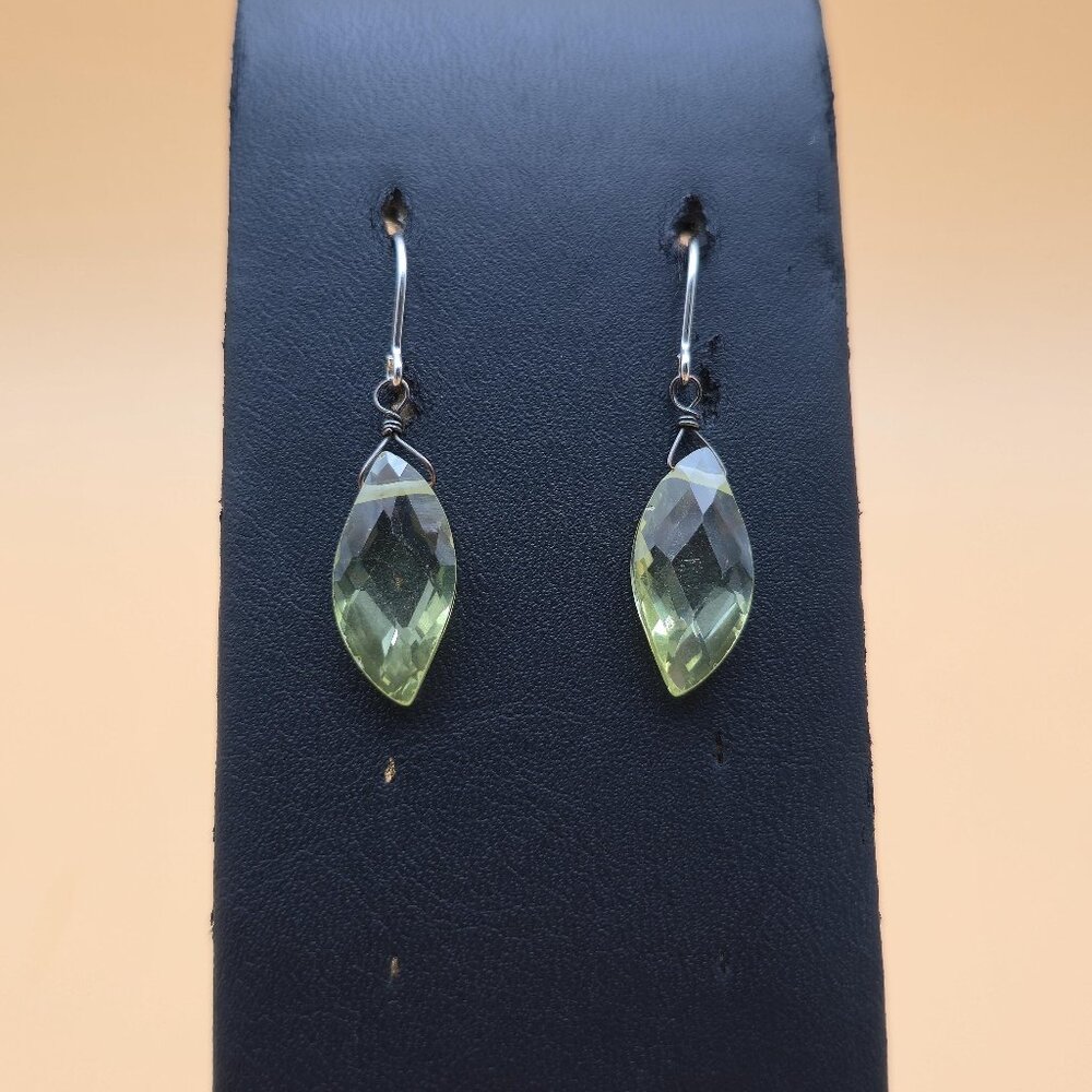 Sterling Silver Handmade Faceted Cubic Zirconia Dangle Earrings A5387